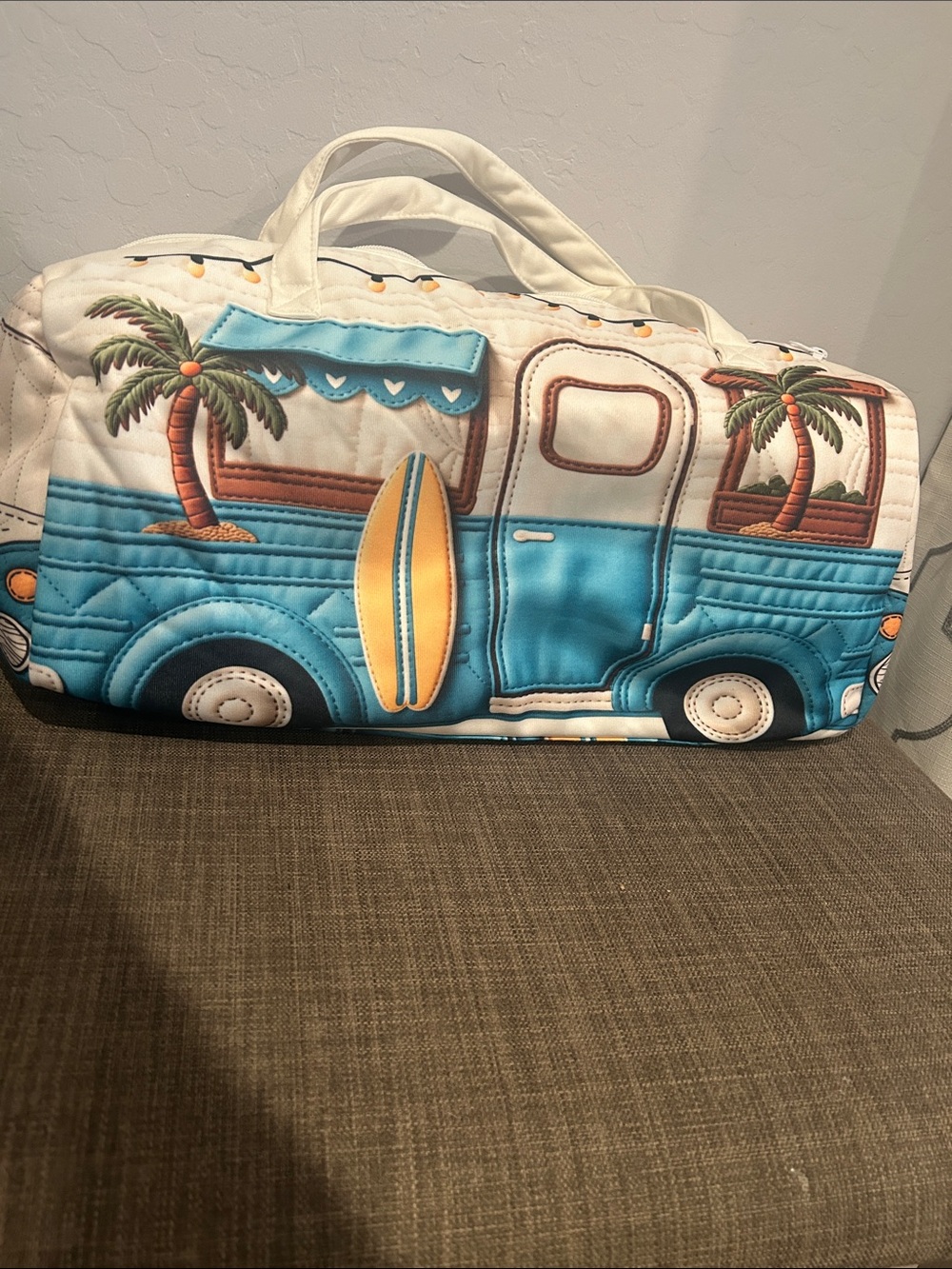 Craftfolk Blue and White Cloth Surf Camper Duffle Bag